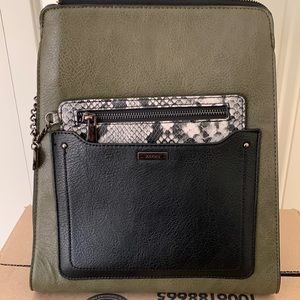 Aldo Green and black faux leather backpack